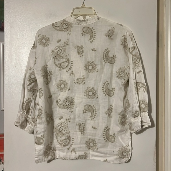 COPY - Johnny Was gorgeous linen 3/4 sleeve embroidered top - Picture 7 of 9